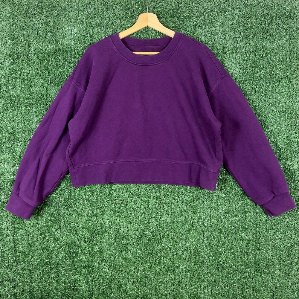 Lululemon Women's Perfectly Oversized Cropped Crewneck Purple Long Sleeve Size L